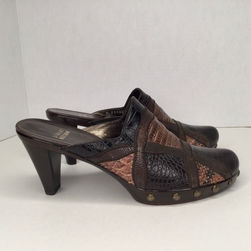 EUC Stuart Weitzman brown leather sabot, sandals.